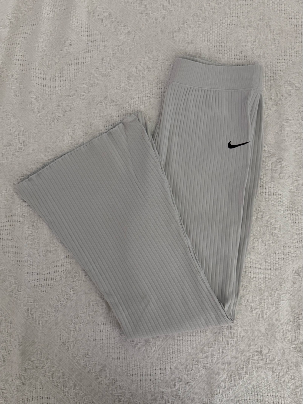 Nike Light Gray Ribbed Flared Pants